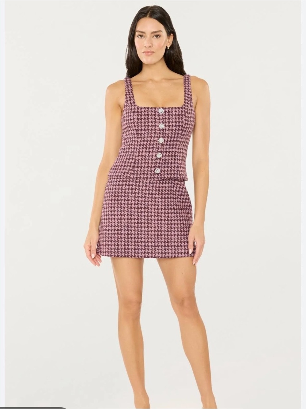 NWT Likely Calissa pink houndstooth mini dress
